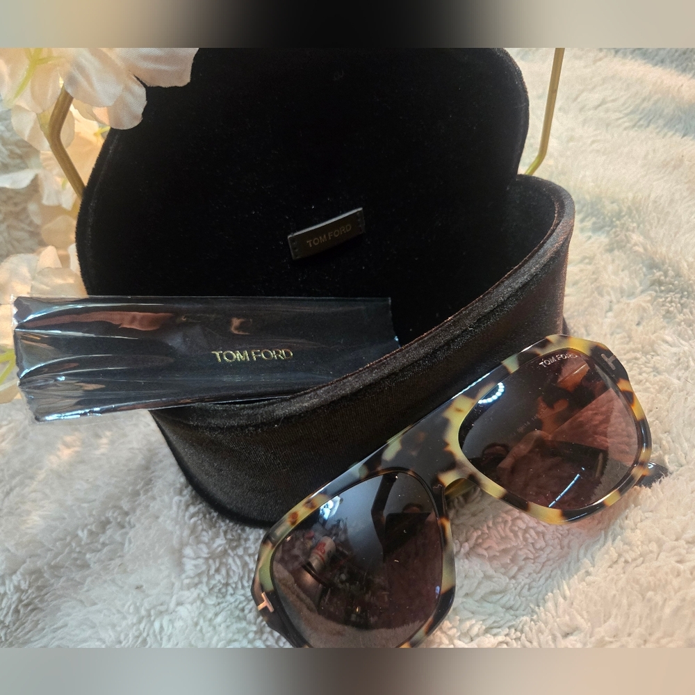 NIB Tom Ford Omar Tortoise Aviator Sunglasses